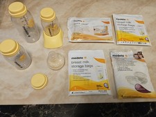 Medela Breast Milk Bottles Set x3 and new 8 Milk Storage Bags, x1 Steriliser Bag