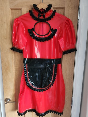 New latex rubber maid dress - latex,