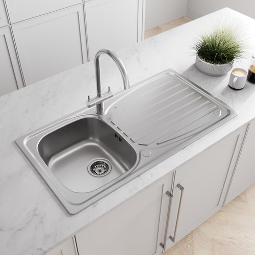 Stainless steel inset kitchen - steel,
