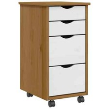 Rolling Cabinet with Drawers Mobile File Cabinet Solid Wood Pine MOSS vidaXL