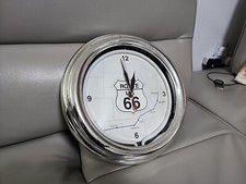 ROUTE 66 LOGO -  Blue Neon Wall Clock 