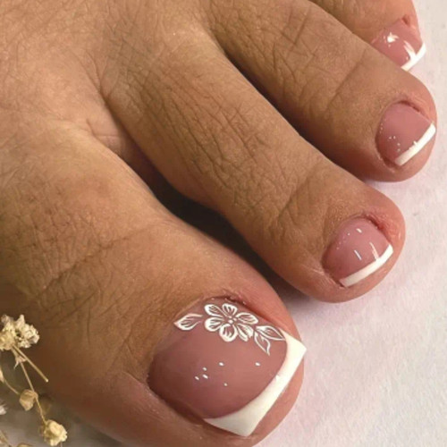 24x false toenails french - toenails,