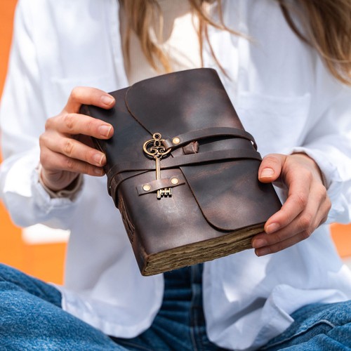 Leather journal with - leather,