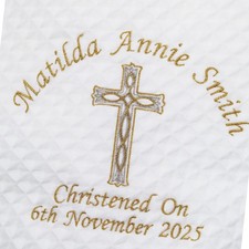 Personalised  Christening Shawl/Baptism Shawl Embroidered Baby Shawl Christening