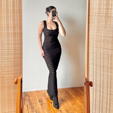 ALAÏA Black Sheer Striped