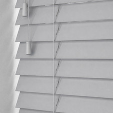 Grey faux wood string venetian - string,