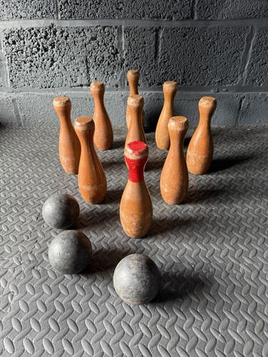 Vintage pub wooden skittles - vintage,