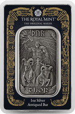 UK Silver Uncirculated Bar 2025 - Thor (Antiqued) - Gods of Norse Mythology