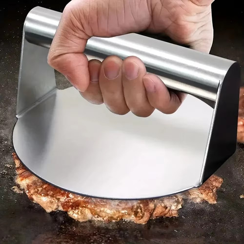 Stainless steel burger press - steel,