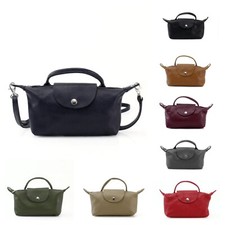 Women's Mini Leather Bag Grab Handle Bag Detachable Long Strap Shoulder Handbag