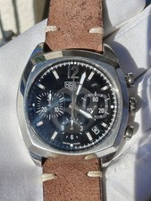 Tag Heuer Monza CR2110 Chrono 38 mm Steel Black Dial Leather Auto Men's Watch