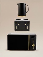Kettle Toaster Microwave Kitchen Appliances Set Matt Black Stylish Modern GiftUK