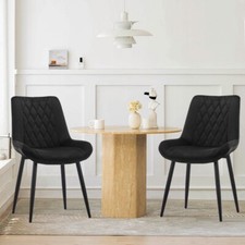 2pcs black dining chairs - black,