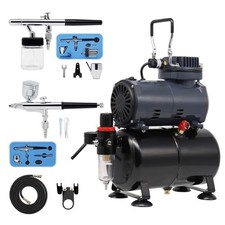 Airbrush Kit Air Compressor With Tank Nail Tatoo Art Brush Spray Set Home DIY