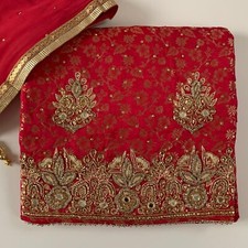 WEDDING BRIDAL GIFT PARTY Unstitched Suit Punjabi Pakistani Indian Magenta