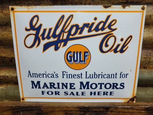 Vintage gulf porcelain sign - gulf,