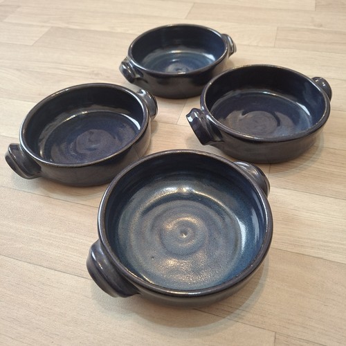 Vintage blue stoneware shallow - blue,
