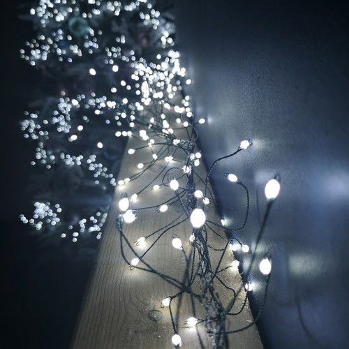White leds green garland - white,