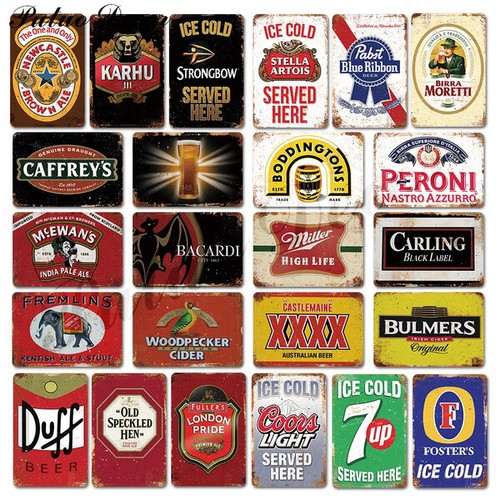 Drinks signs metal plaque man - metal,