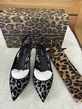 DOLCE & GABBANA Shoes Slingback Silver Leopard Heels Pumps EU38.5 / UK 5.5