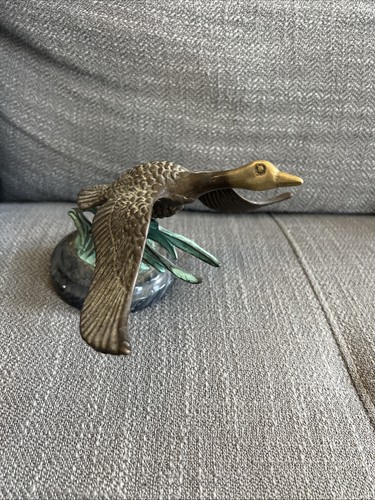 Vintage brass flying duck - brass,