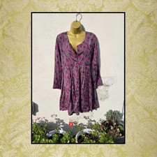 The Masai Clothing Co Size Small Grey Pink Cherry Tree Print Boho Tunic Dress