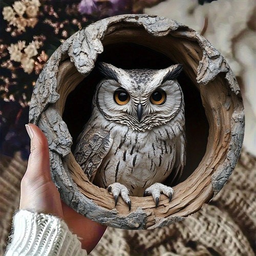 Owl wooden plaque - owl,