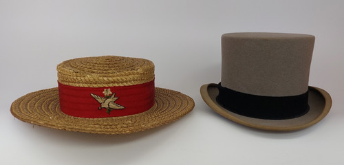 Antique straw boater moss - boater,