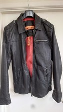 Superdry black leather jacket - leather,