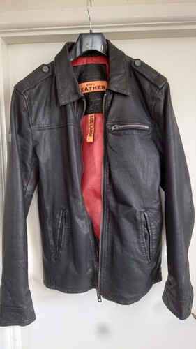 Superdry black leather jacket - black,