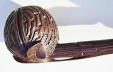 Antique Treen Fine Carved Irish Bog Oak Pipe Unsmoked Shamrock Billiard Design