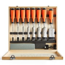 Chisel Set - 10pcs Woodworking Tools Set Honing Guide and Storage Case - VonHaus