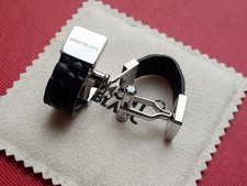 Montblanc Essential Black Leather And Stainless Steel Cufflinks