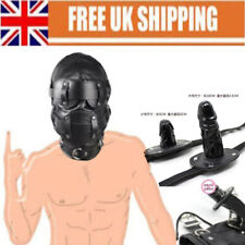 BDSM Mask Hood Blindfold Head Harness Mouth Gag Gimp Bondage Restraint Role Play