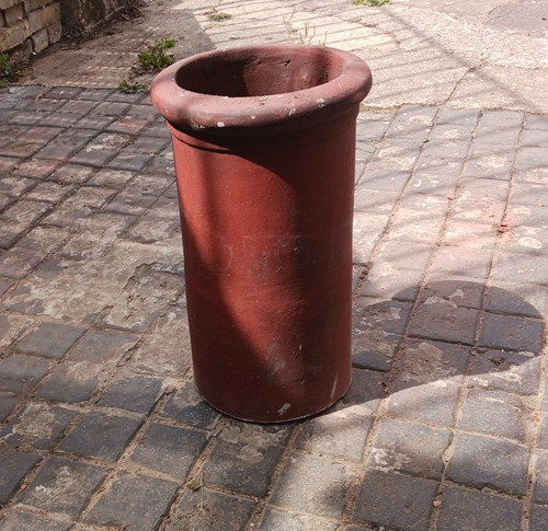 Old terracotta chimney pot - old,