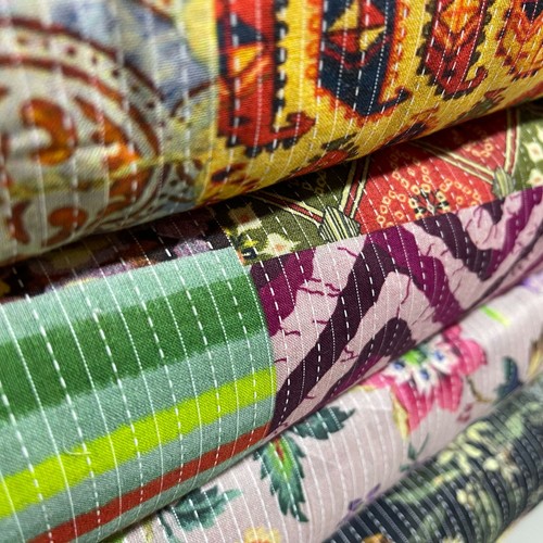 Kantha batik cotton fabric - cotton,