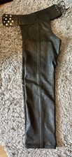 Great Expectation Chaps Press Button Front Inside Zip Black Leather W 34 L 31