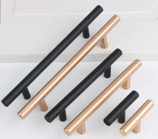 kitchen door handles Solid Metal Cabinet Knobs Drawer T Bar Black Gold Handle 