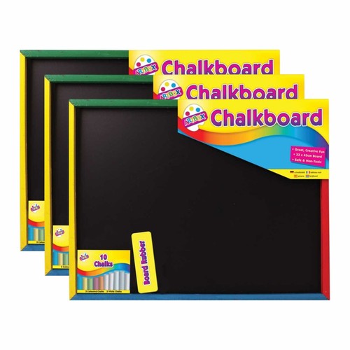 Large chalkboard with - x,