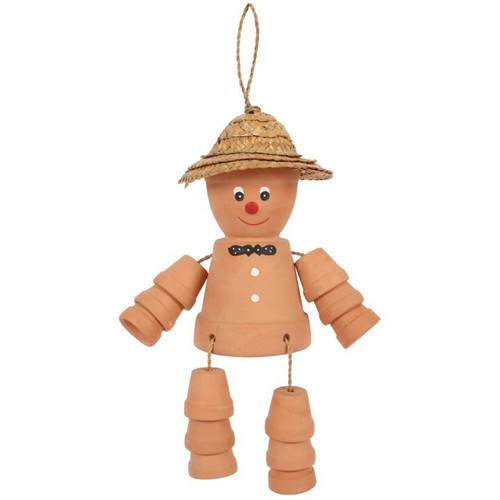 Terracotta flower pot man - flower,