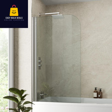 1400x800mm Chrome Bath Shower Screen Folding Hinged 4mm Glass 180° Pivot