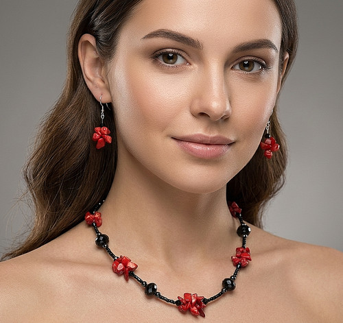 Real red coral - , hematite