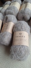 Isager soft fine yarn. 125g/150m. Alpaca, Yak, Silk. 7 balls + one without label