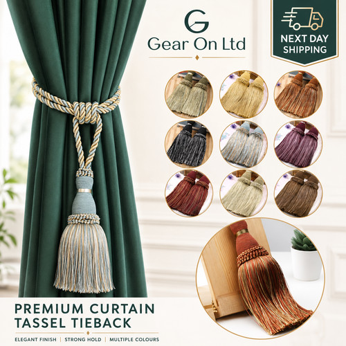 Pair tassel curtain - pair, holdbacks