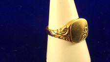 Half Pattern Solid 9ct YELLOW GOLD Mens SIGNET RING 7 Gram Sz S 1/2 Hm Boxed 21p