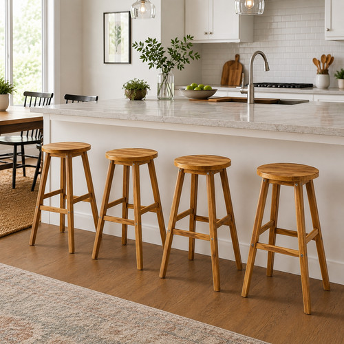 Bar stools set wooden - stools, 4