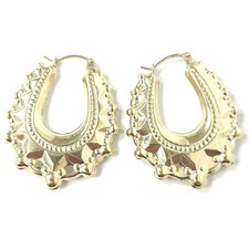 9ct Gold Gypsy Earrings Creole Victorian Style Spiked Ladies Yellow 2g