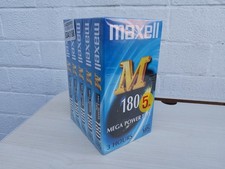 MAXELL M 180 BLANK VHS VIDEO  TAPES - PACK OF 5 - NEW & SEALED