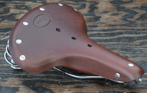 Brown leather touring - leather, bicycle