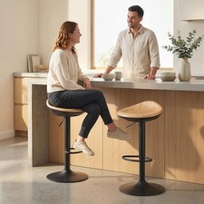 Set of 2 Bar Stools PU Leather
